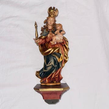 Snijwerk, Madonna mit Kind mit Zepter und Krone - 35.6 cm -