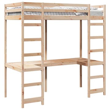 vidaXL Hoogslaper bedframe Naturel 90 x 190 cm Massief, Verzenden, Nieuw
