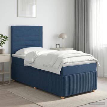 vidaXL Boxspringbed met matras met hoofdeinde Blauw 90 x 200, Verzenden