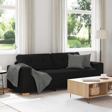 vidaXL 3-zitsbank / zetel zwart 220x78x80 cm stof, Verzenden