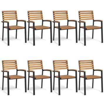 vidaXL Tuinstoelen 8 st stapelbaar massief acaciahout en, Jardin & Terrasse, Chaises de jardin, Verzenden