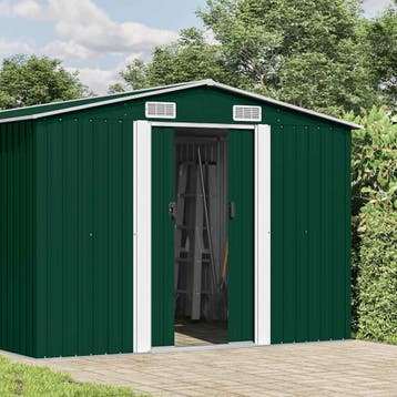 vidaXL Tuinschuur 257x392x181 cm metaal groen, Verzenden, Nieuw