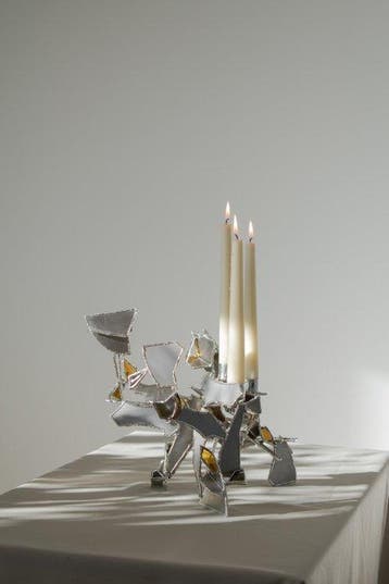 Vincent Decat - Kaarsenhouder - Inox, Tin, Glas - Vliegen