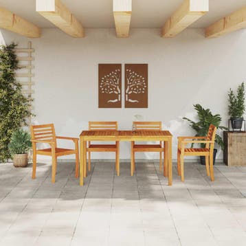 vidaXL Tuin Eettafel Set 5 st Bruin Massief Acacia Hout, Verzenden, Nieuw