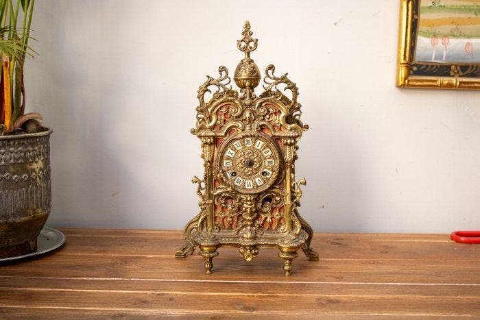 Pendule de cheminée - Laiton, Bronze - 1850-1900 - richement, Antiquités & Art, Antiquités | Horloges