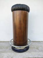Tabouret - Acier, Teck, Cuir de vachette - design vintage