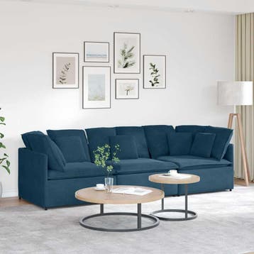 vidaXL Modulaire bank / zetel met kussens fluweel blauw, Verzenden, Nieuw