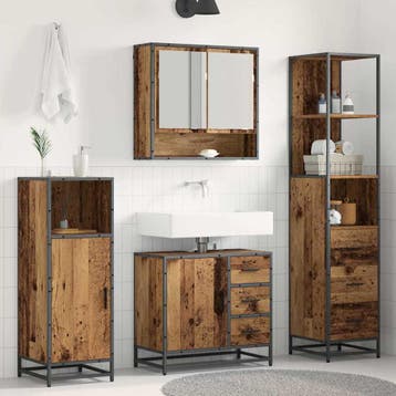vidaXL Badkamermeubel Set 3 st Oud Hout Bewerkt hout, Verzenden, Nieuw