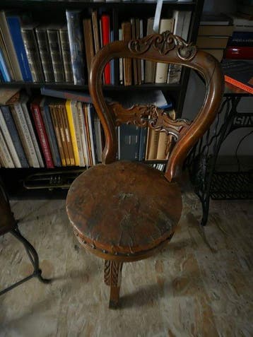 Kruk - Hout, Leder - pianostoel