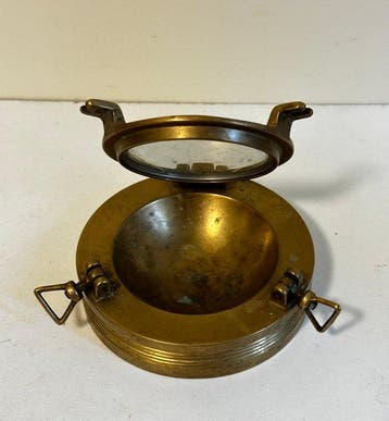 Frankrijk Messing, Brons, Glas Antiek messing scheepsvenster