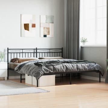 vidaXL Bedframe met hoofdbord metaal zwart 180x200 cm, Verzenden, Nieuw