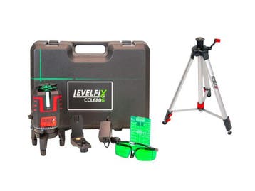 Veiling - Levelfix kruislijnlaser groen set met statief CCL6, Doe-het-zelf en Bouw, Nieuw