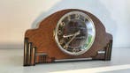 Tafelklok - Art Deco Glas, Chroom, eiken- coromandel -