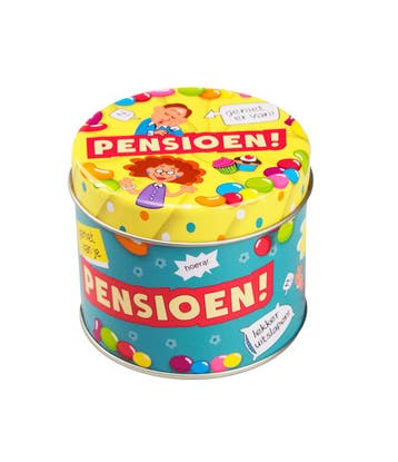 Snoepblik Pensioen 9cm, Hobby en Vrije tijd, Verzenden, Nieuw