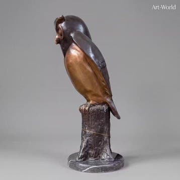 Statue, Exclusief XL bronzen sculptuur van een uil. 50 cm.