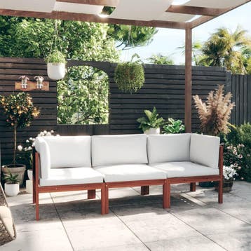 vidaXL 3-zits tuinbank met kussen acaciahout & touw, Tuin en Terras, Tuinsets en Loungesets, Verzenden, Nieuw