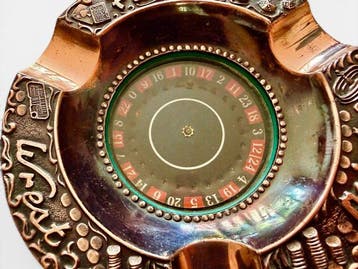 Asbak - 1970s Mechanical Roulette Wheel Casino - Koper, Glas