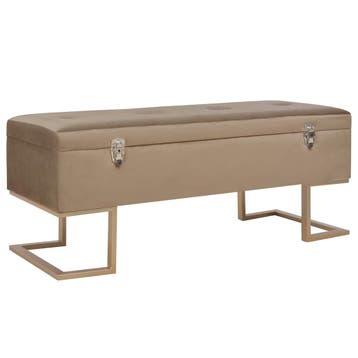 vidaXL Bankje met opbergvak 105 cm fluweel beige, Verzenden