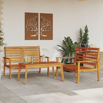 vidaXL 3-delige Loungeset massief acaciahout, Verzenden, Nieuw, Loungeset