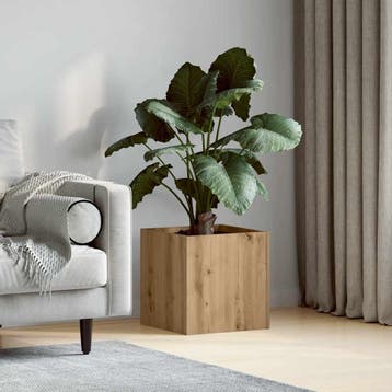 vidaXL Plantenbak 40x40x40 cm bewerkt hout artisanaal, Verzenden, Nieuw