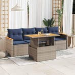 vidaXL 5-delige Loungeset met kussens poly rattan grijs, Verzenden, Nieuw, Loungeset
