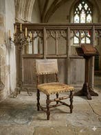 Stoel - Eik, Leder - Orginele Basiliek stoel - H : 95 cm