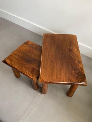 Set bijzettafels (2) - hard hout - Mid Century bijzettafels