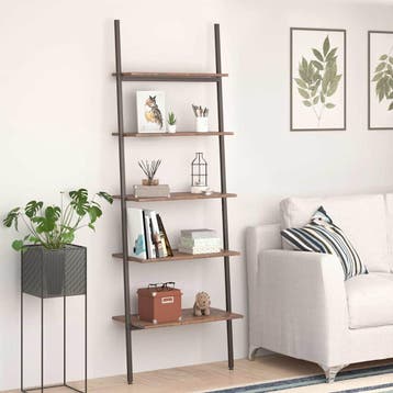 vidaXL Ladderrek met 5 schappen 64x34x185,5 cm donkerbruin, Verzenden, Nieuw