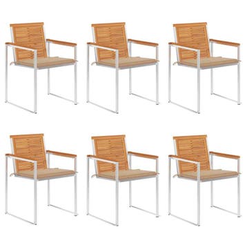 vidaXL Tuinstoelen 6 st met kussens massief acaciahout, Verzenden, Nieuw