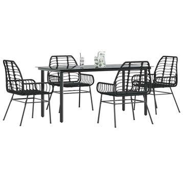 vidaXL 5-delige Tuinset poly rattan glas zwart, Verzenden, Nieuw, Tuinset