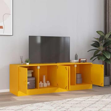 vidaXL Tv-meubelen 2 st 67x39x44 cm staal mosterdgeel, Verzenden, Nieuw