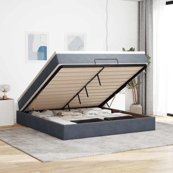vidaXL Ottoman bed met matras 160x200cm fluweel donkergrijs, Verzenden