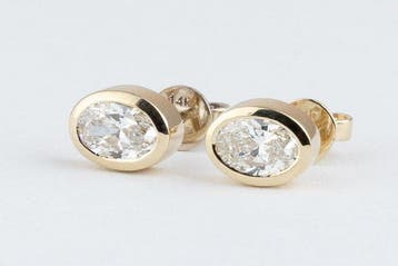 Oorbellen - 14 karaat Geel goud - 2.02ct. tw. Diamant, Nieuw