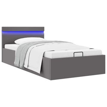 vidaXL Bedframe met opslag hydraulisch LED kunstleer grijs, Verzenden, Nieuw