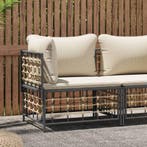 vidaXL Tuinhoekbank met beige kussens poly rattan, Verzenden, Nieuw