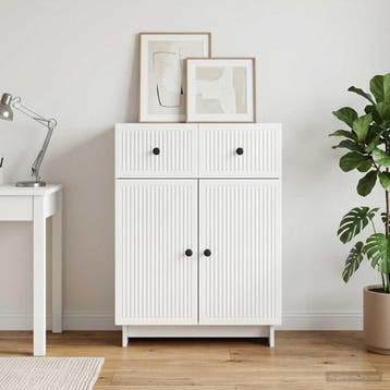 vidaXL Dressoir Hoogglans Wit 66 x 34,5 x 90 cm Bewerkt hout, Verzenden, Nieuw