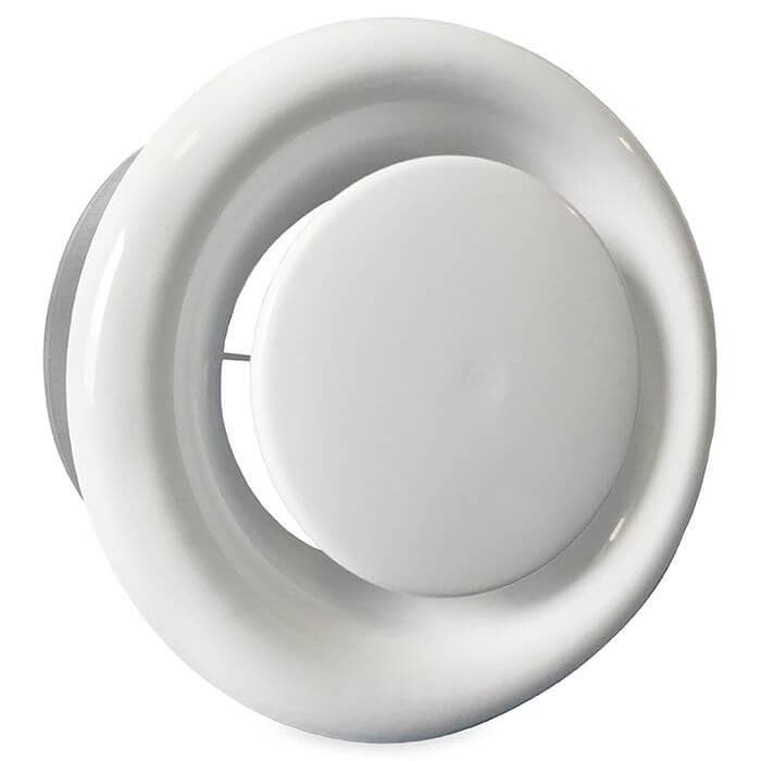 Rooster/ventiel (afzuiging) Ø 125mm staal - wit - MET BUS, Doe-het-zelf en Bouw, Ventilatie en Afzuiging, Nieuw, Verzenden