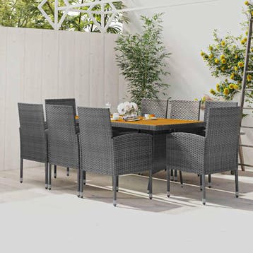 vidaXL 9-delige Tuinset poly rattan grijs, Verzenden, Nieuw, Tuinset