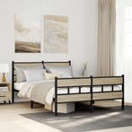 vidaXL Bedframe zonder matras metaal sonoma eikenkleurig, Huis en Inrichting, Verzenden, Nieuw