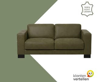 Leren bank Clear - 2,5 zits - Kenia Olive (olijf) - Poten, Ophalen of Verzenden