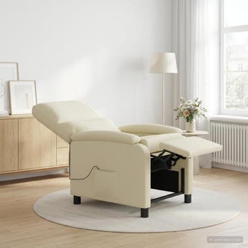 vidaXL Massage Relaxstoel Crèmekleurig Kunstleer, Verzenden