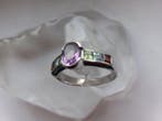 Argent, améthyste - spinelle - péridot - grenat - Bague -