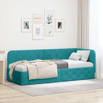 vidaXL Hoek Bed Frame Turquoise 80 x 200 cm Fluweel, Verzenden