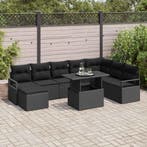 vidaXL Tuinbank Set met opslag 9 pcs Zwart Poly rattan, Tuin en Terras, Verzenden, Nieuw