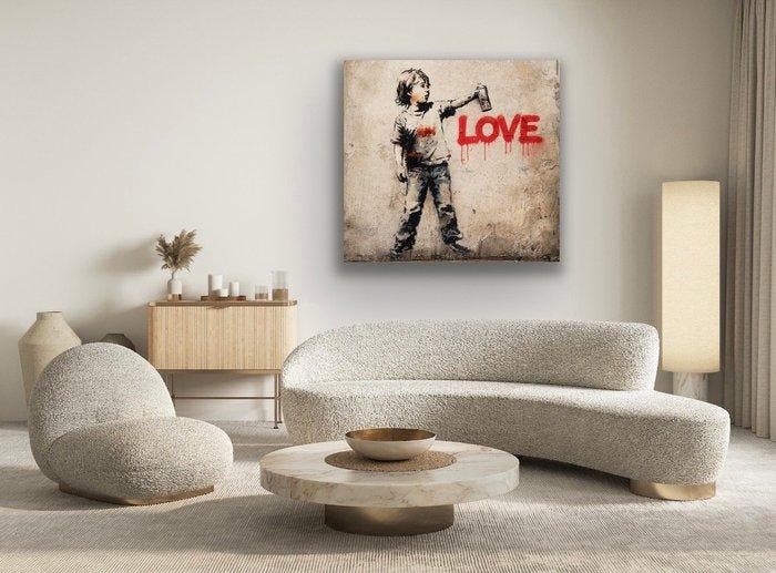 EMIR BERCUTTE - STREET ART LOVE 22 - Toile L, Antiquités & Art, Art | Objets design