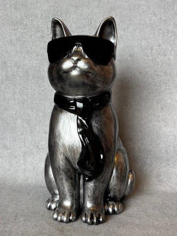 Beeld, Kat met bril - 41 cm - Polyresin