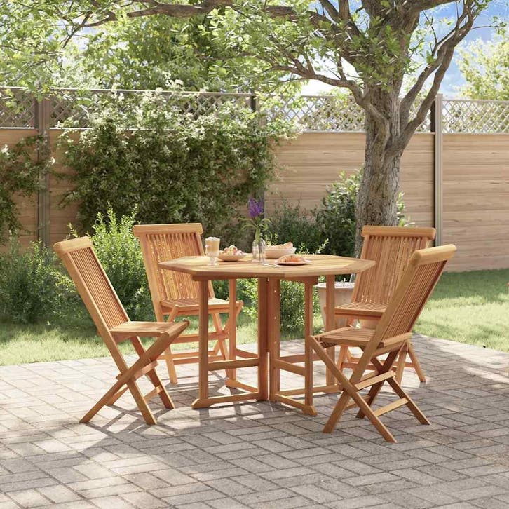 vidaXL 5-delige Tuinset inklapbaar massief teakhout, Tuin en Terras, Tuinsets en Loungesets, Tuinset, Nieuw, Verzenden