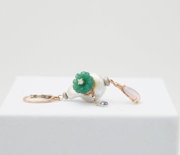 Oorbellen - 18 karaat Roségoud Parel - Diamant, Nieuw