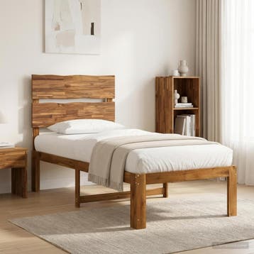 vidaXL Eenpersoonsbed met hoofdbord ROSTOCK Naturel 90 x 200, Verzenden, Nieuw