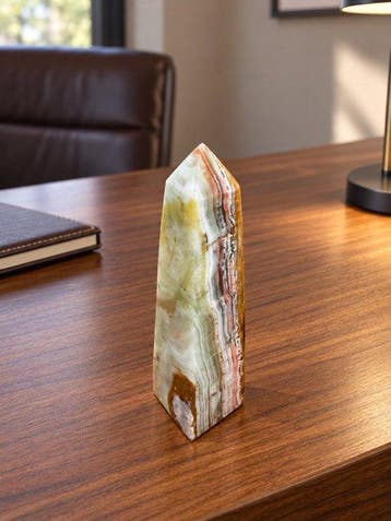 sculptuur, Natural Aragonite Obelisk – Gepolijste Mineralen